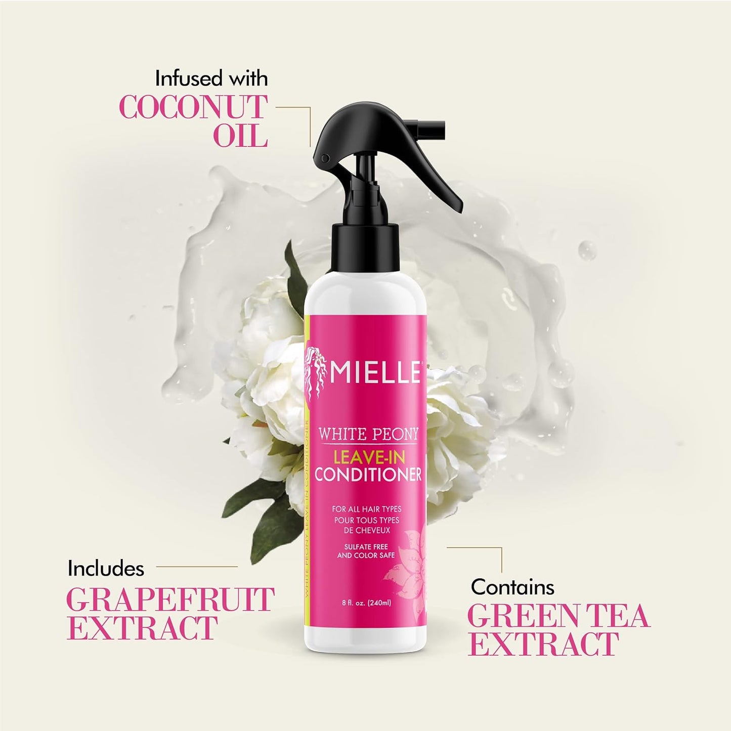 Mielle White Peony Leave-In Conditioner For All Hair Types 8 fl oz (240ml)