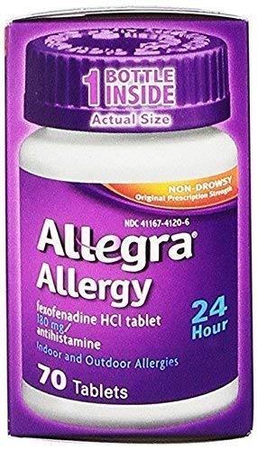 Allegra Adult 24 Hour Allergy 180 Mg. Fast Noticeable Relief, 70 Tablets