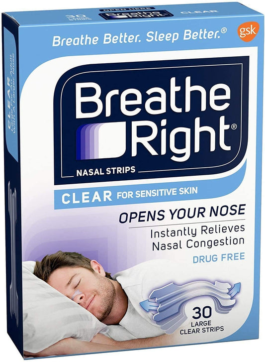 Breathe Right Nasal Strips Clear (30 Large Clear Strips)