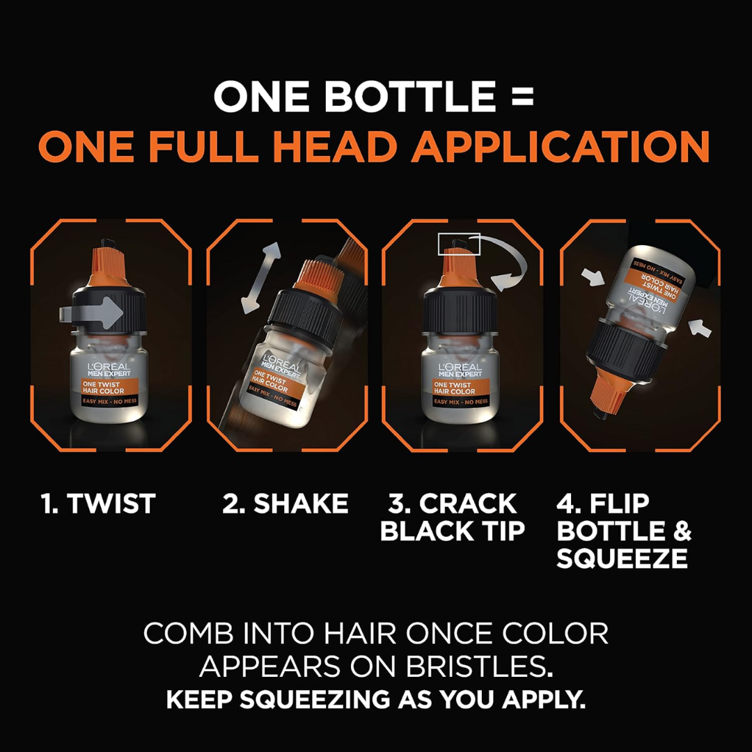 L'Oreal Men Expert One-Twist Hair Color Real Black 02, 1 Application (NO BOX)