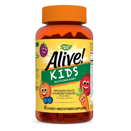 Nature's Way Alive Kids Multivitamin Gummy, Orchad Fruits & Garden Veggies Powder Blend (60 Gummies)