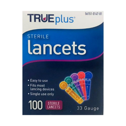 Trueplus Sterile Lancets, 33 Gauge, 100 Sterile Lancets, 1 Pack