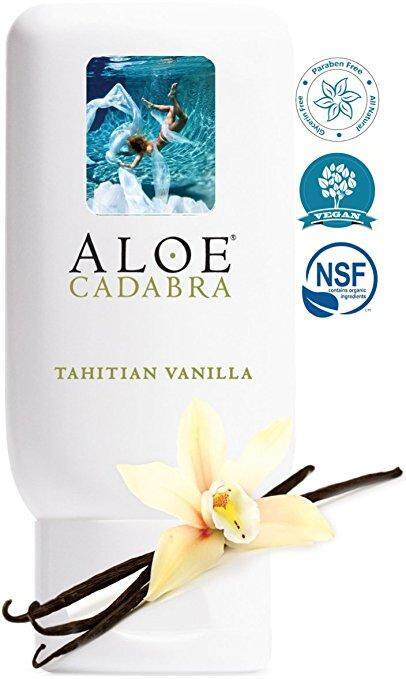 Aloe Cadabra Personal Lubricant and Moisturizer 95% Organic Aloe Vera, Flavored Tahitian Vanilla, 2.5 Ounce NO BOX