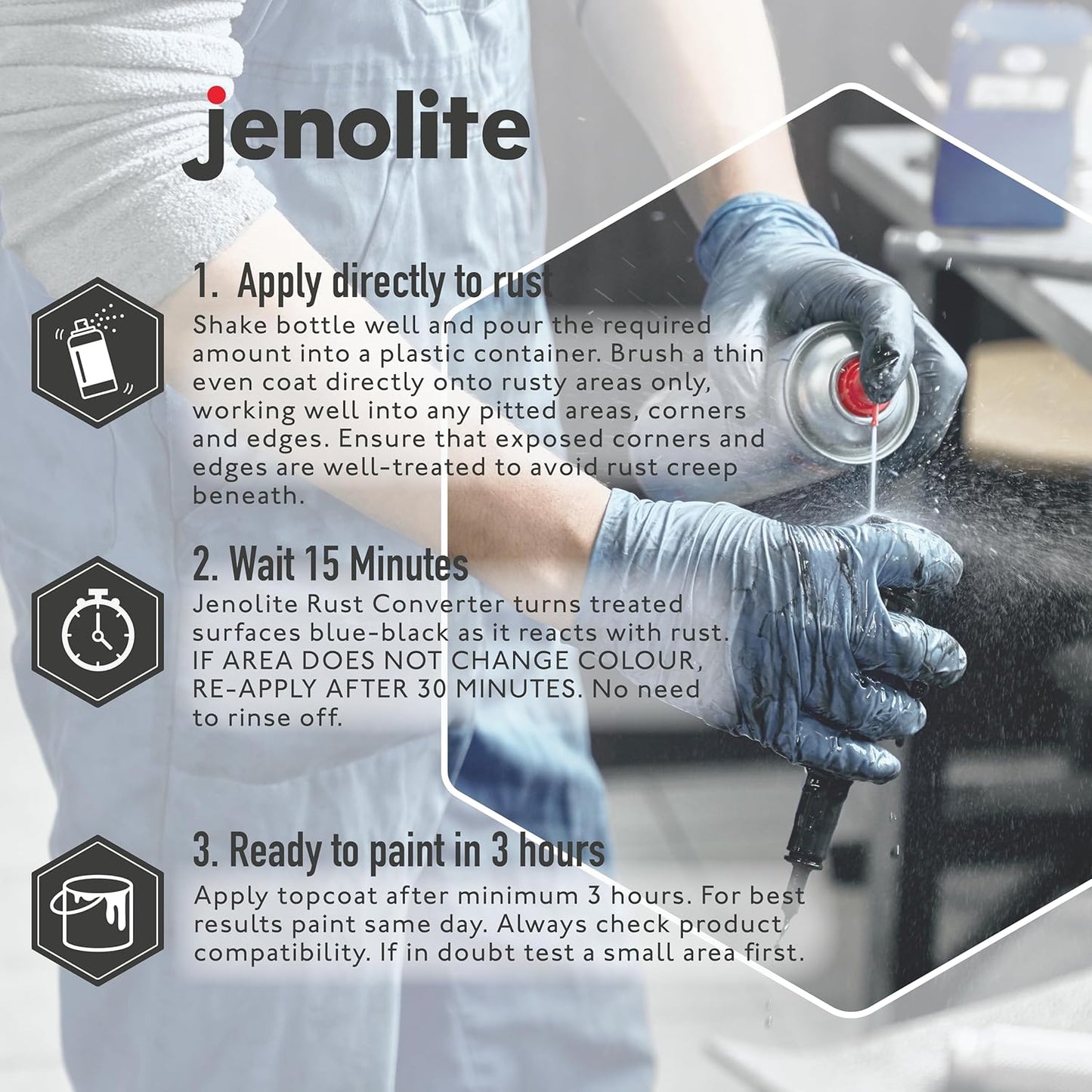 JENOLITE The Original Rust Converter Spray for Metal Into Ready To Paint Surface , 400 ml