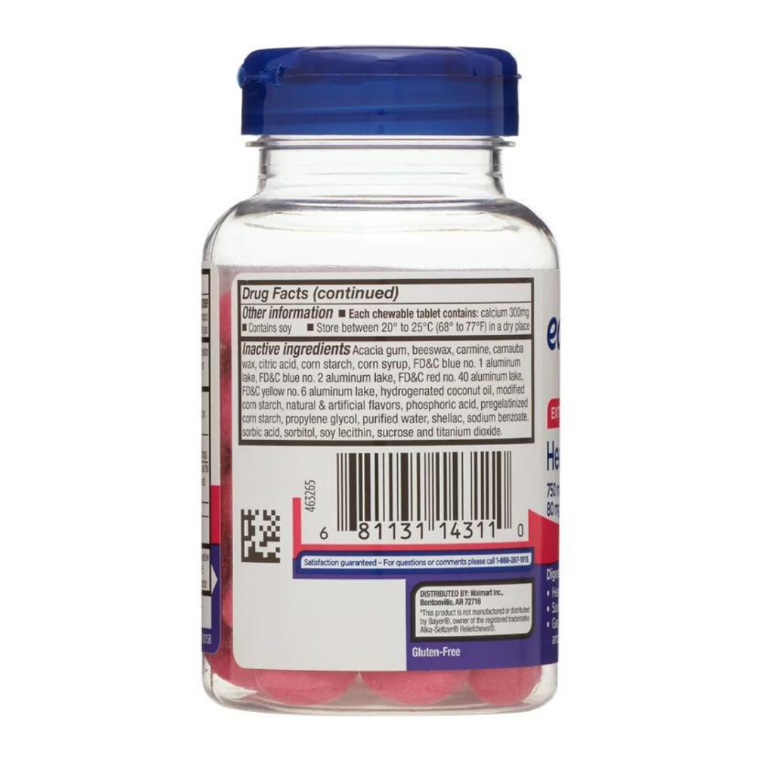 Equate Extra Strength Heartburn & Gas Chews Mixed Berry Flavor 54 Chewable Tablets