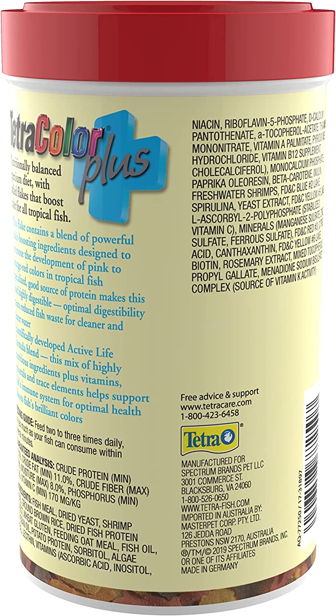 Tetra Color Tropical Flakes with Color Enhancing, 2.2 Oz PACKAGING MAY VARY