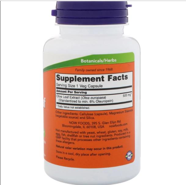 Now Foods, Olive Leaf Extract, 500 mg, 120 Veg Capsules