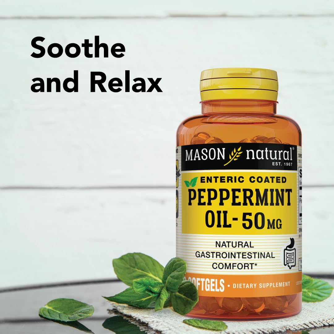 Mason Natural Enteric Coated Peppermint Oil 50mg Softgels (90 Counts)