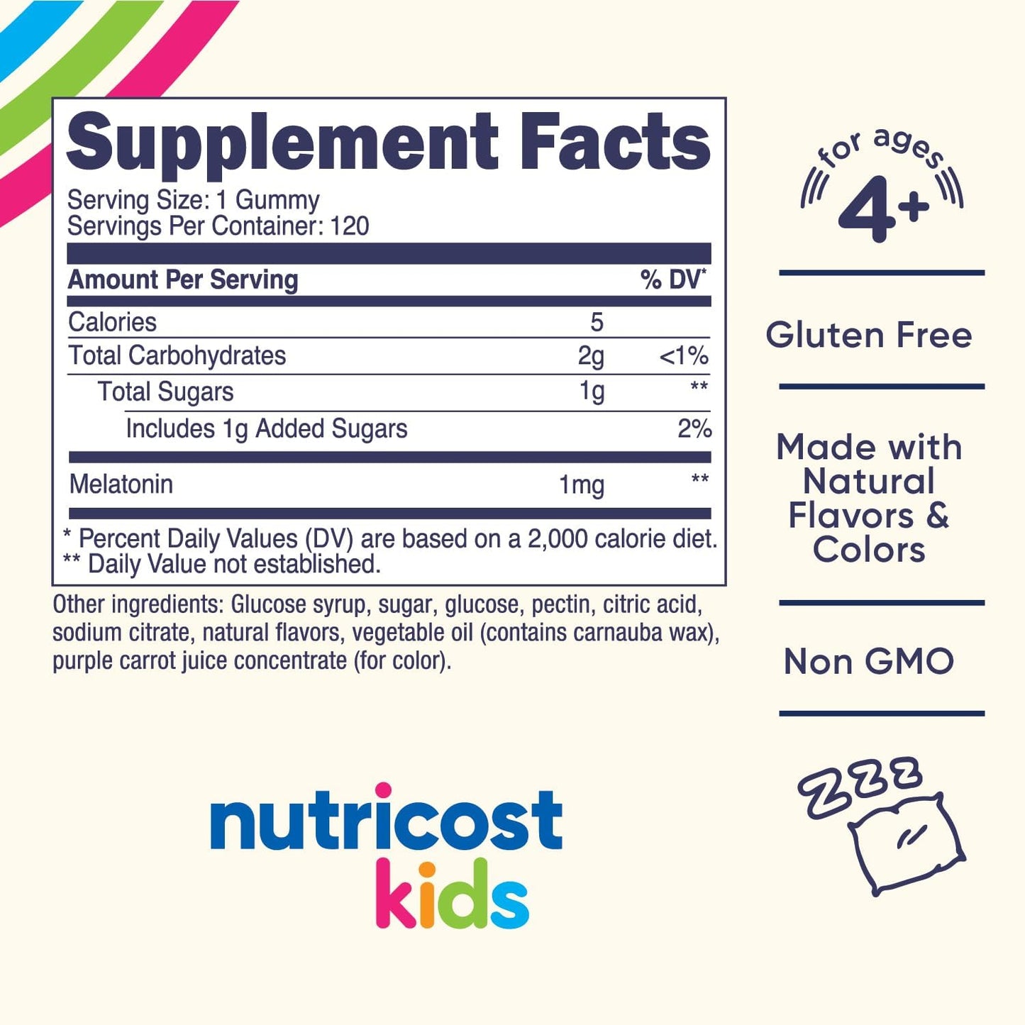 Nutricost Kids Melatonin 1mg Supplement 120 Strawberry Flavored Gummies