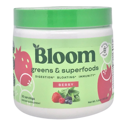 Bloom Nutrition Greens & Superfoods for Digestion Bloating & Immunity Berry 30 Servings 5.8 Oz