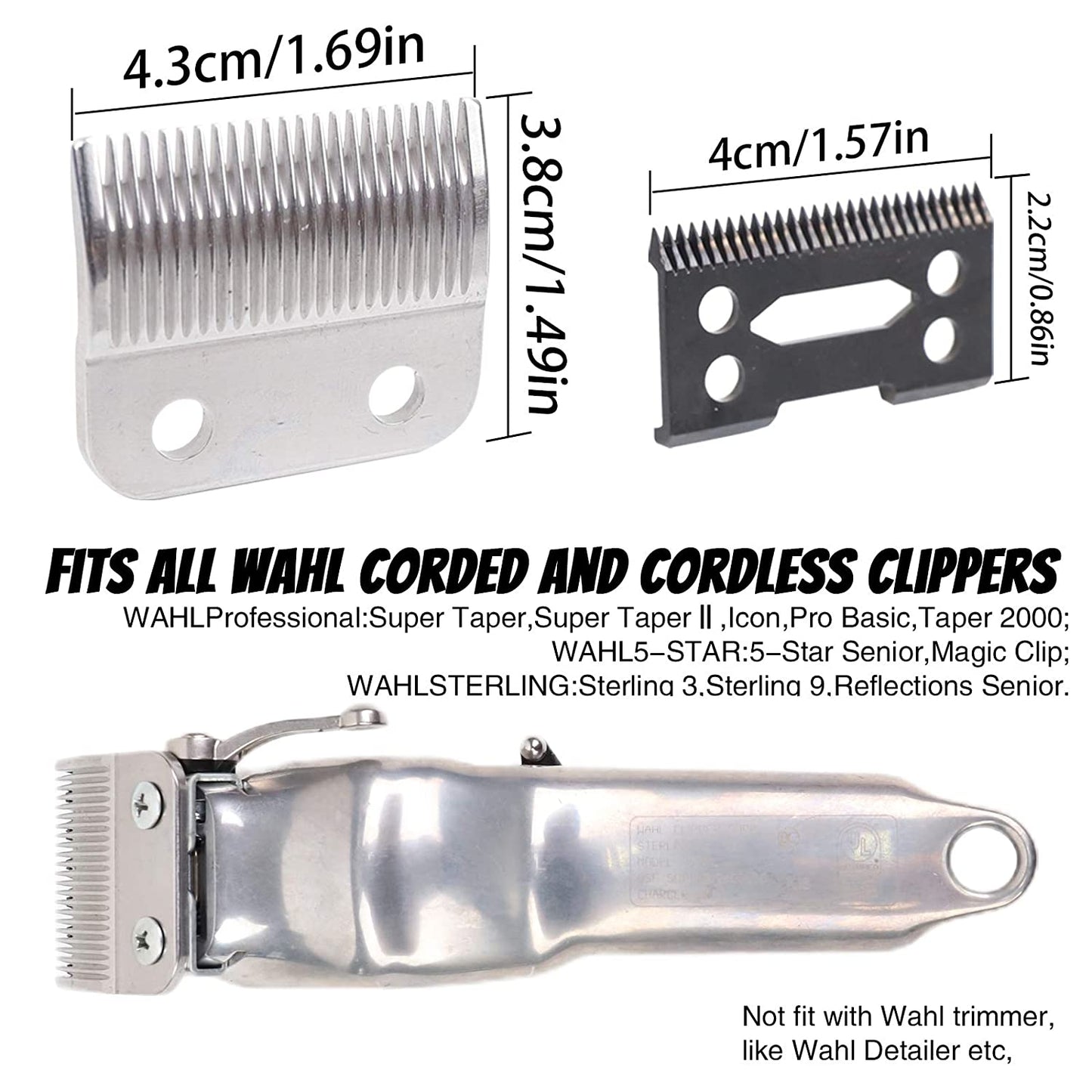 Fairlux Ceramic Cutter Blade 2-Hole Clipper with Steel Blade for Wahl Clipper (Black + Steel Blade)