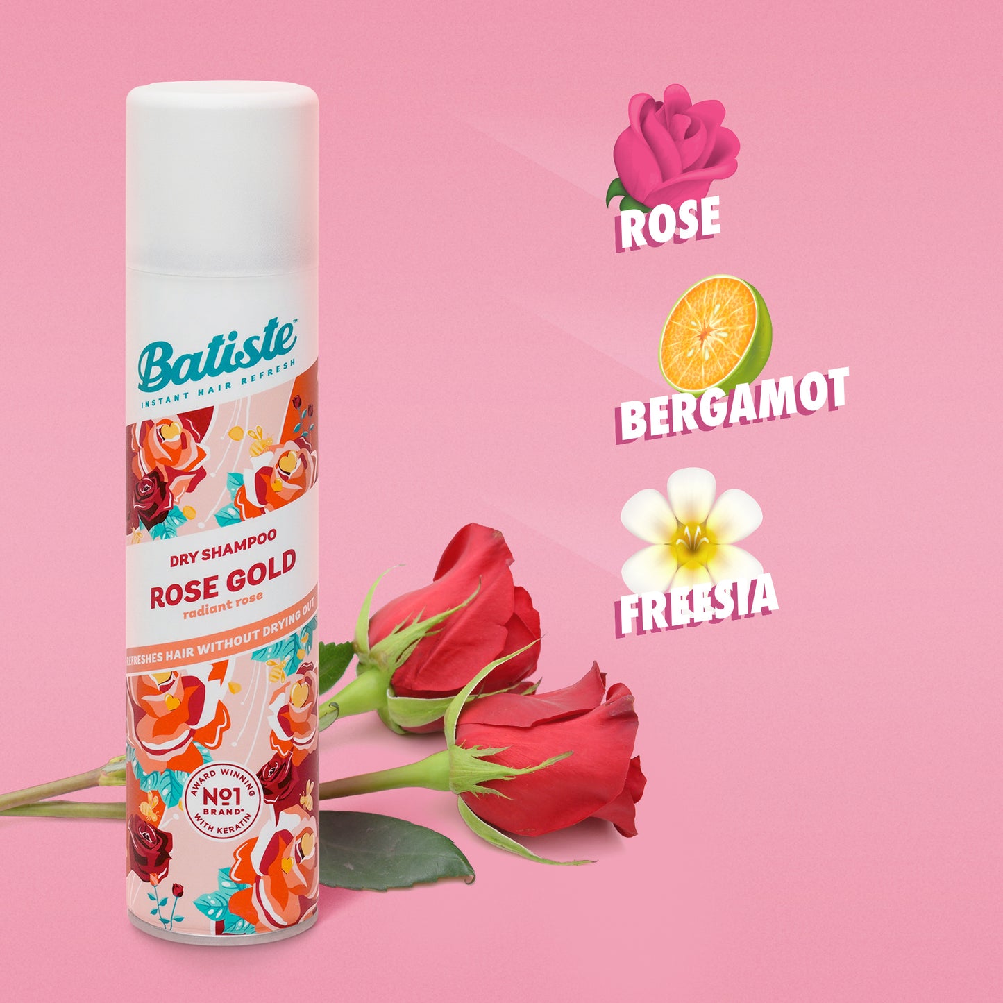 Batiste Dry Shampoo Rose Gold Radiant Rose, 200 ml / 120 g