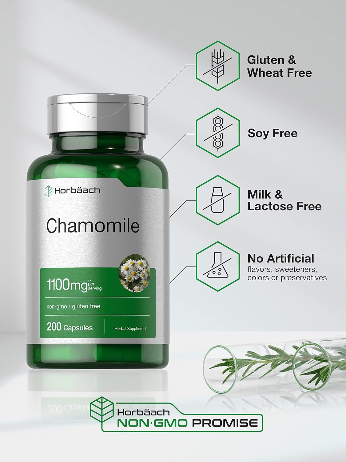 Horbaach Chamomile 1100mg Supplement 200 Capsules