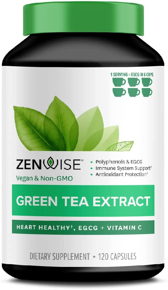Zenwise Health Decaffeinated Green Tea Extract with EGCG + Vitamin C 120 Vegetarian Capsules