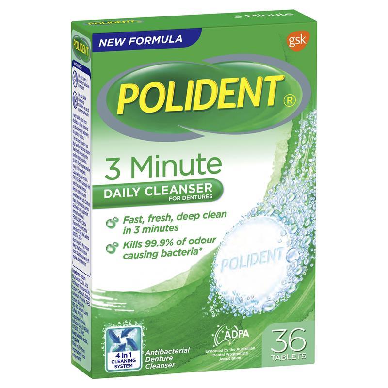 Polident Denture Cleanser Fresh Active Tablets 36