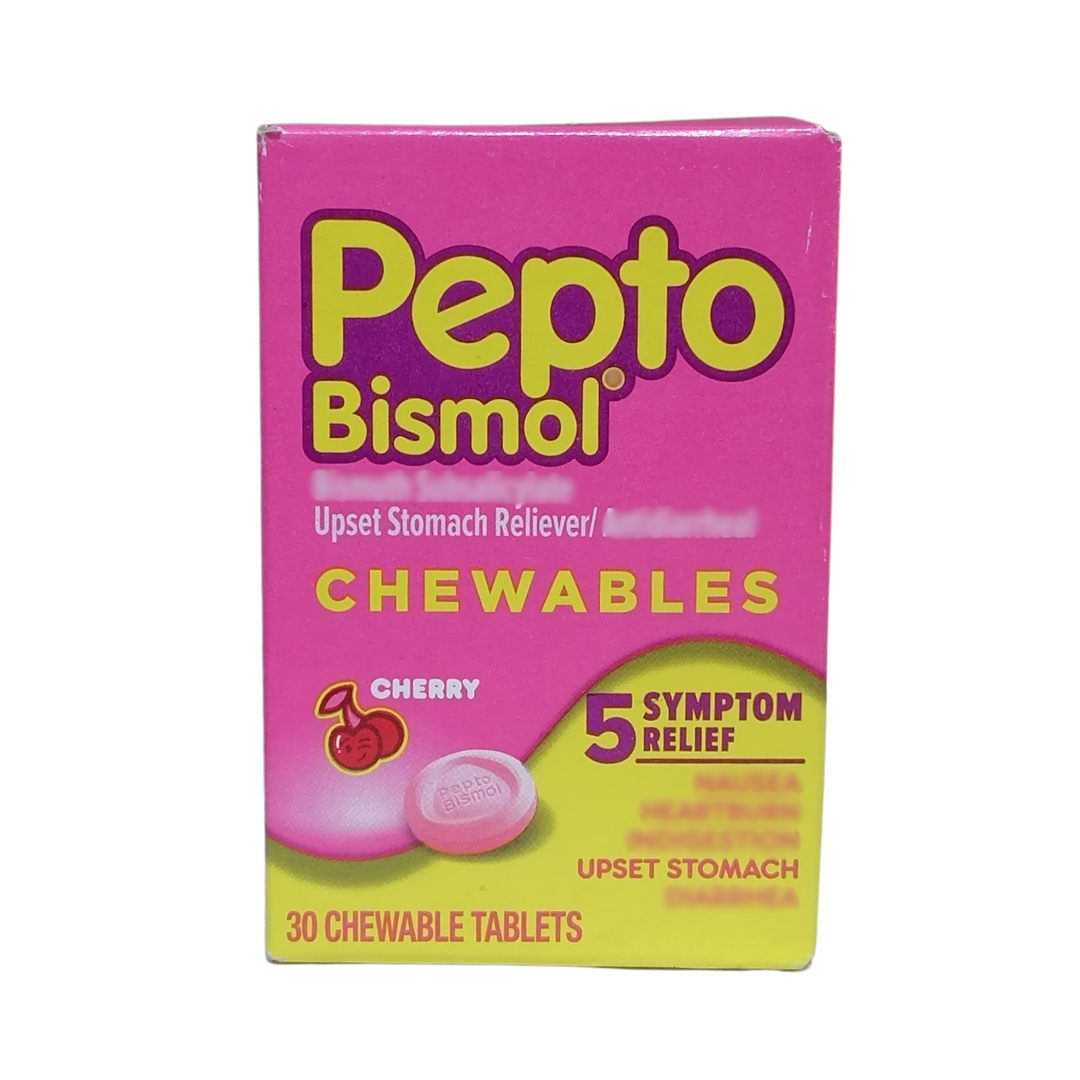 Pepto Bismol Upset Stomach Reliever Chewables Cherry Flavor, 30 Tablets