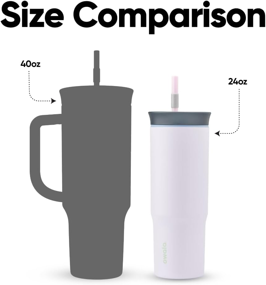 Owala Stainless Steel Triple Layer Tumbler with Lid and Straw 24 Oz (Bunny Hop)