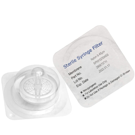 Biomed Sterile Syringe Filter Nylon 25mm Diameter 0.45um Pore Size, 10 Individually Packaged