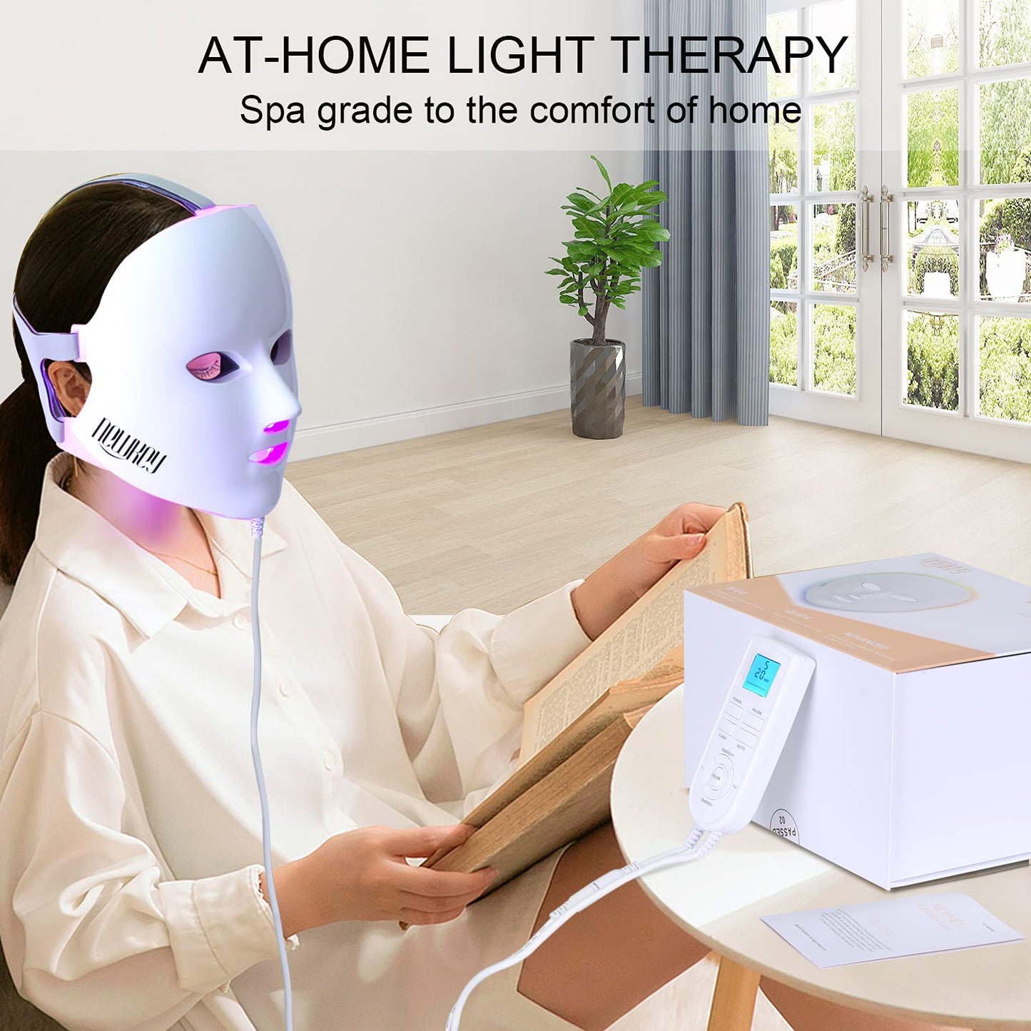 NEWKEY LED Facial Skin Care Beauty Mask Light Therapy for Acne & Wrinkle Reduction