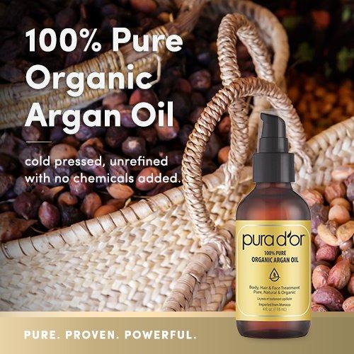 PURA D'OR 100% Pure Organic Morrocan Argan Oil 4 fl.oz