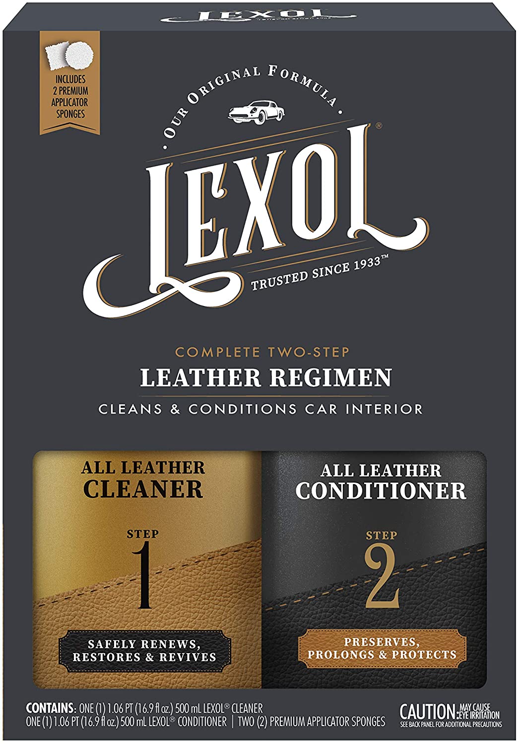 Lexol Complete Two-Step Leather Regimen Care Kit, Conditioner & Cleaner, 500 ml (NO BOX)