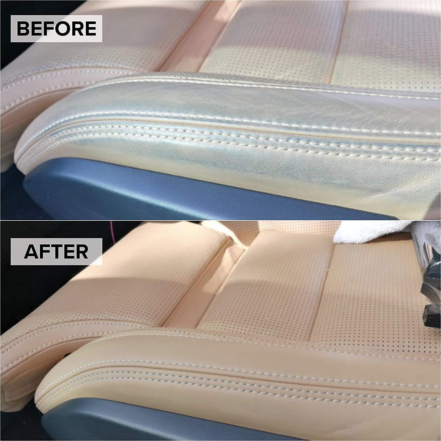 TriNova Leather Cleaner for Couch, Car Interior, Bags, Jackets, Saddles. Safe for use in Home or Car, Microfiber Included 18oz