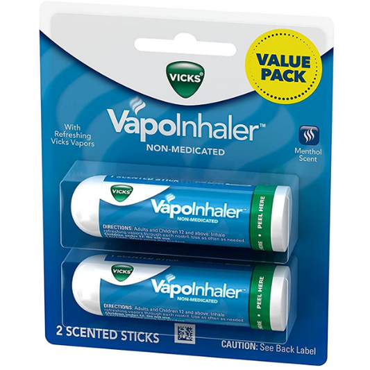 Vicks VapoInhaler Non-Medicated with Refreshing Vicks Vapors Menthol Scent, 2 Scented Sticks, Value Pack