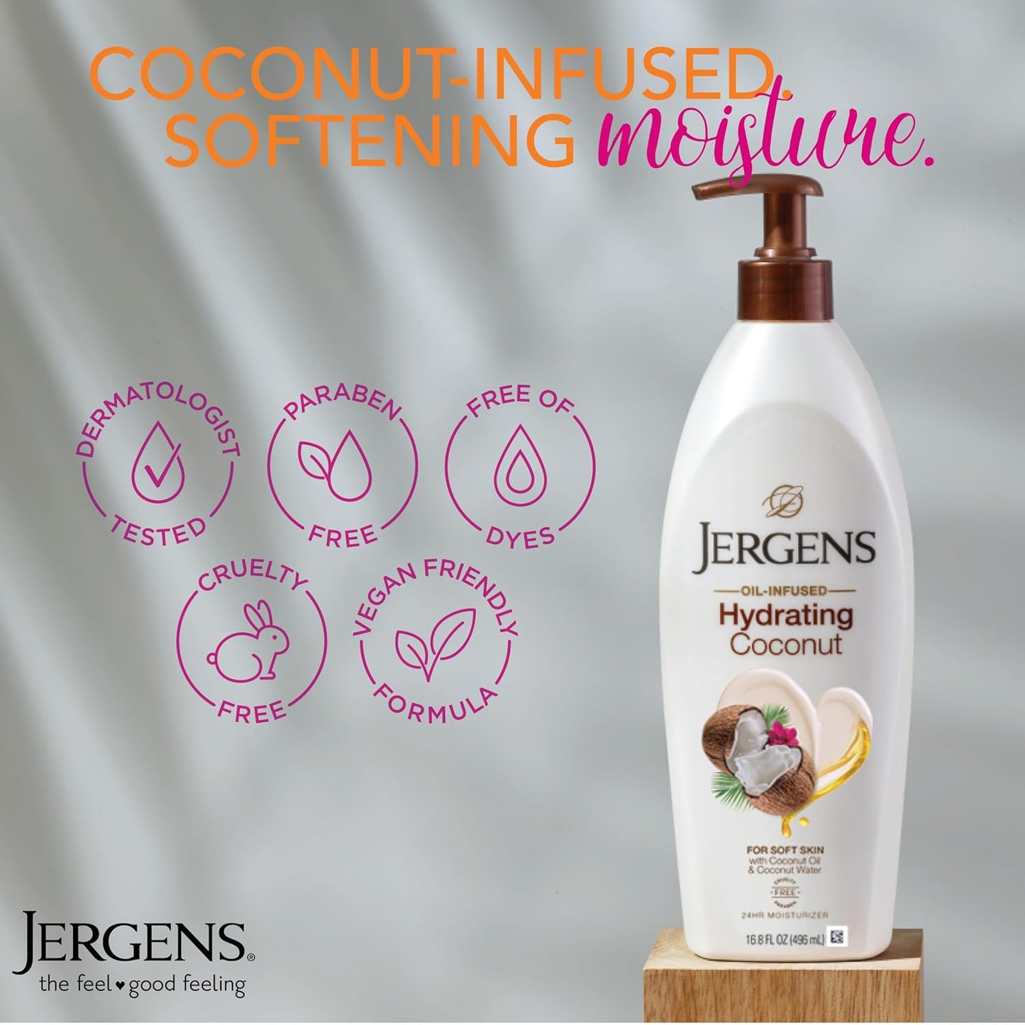 Jergens Oil-Infused Hydrating Coconut For Soft Skin With Coconut Oil 16.8 fl oz / 496ml