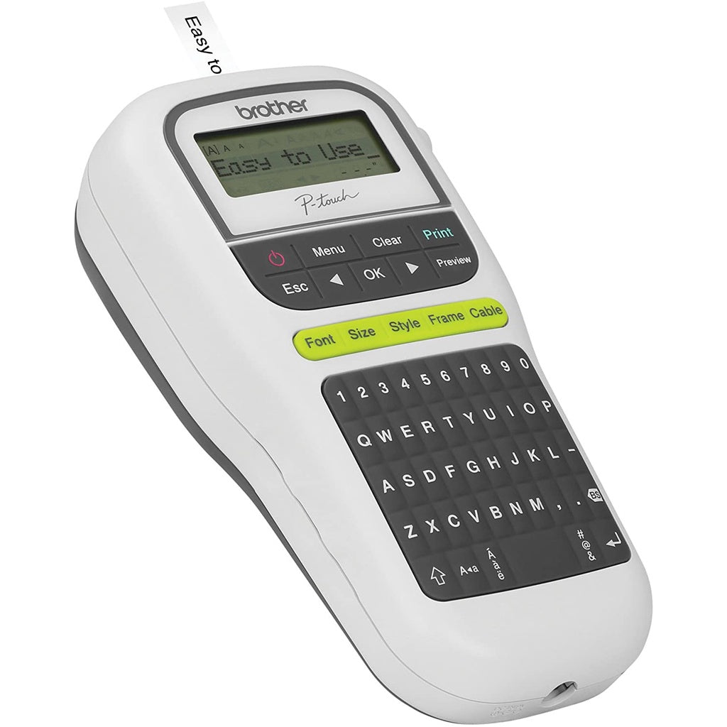 Brother P-Touch (PTH110) Easy Handheld Label Maker Qwerty Keyboard, One-Touch Keys, White