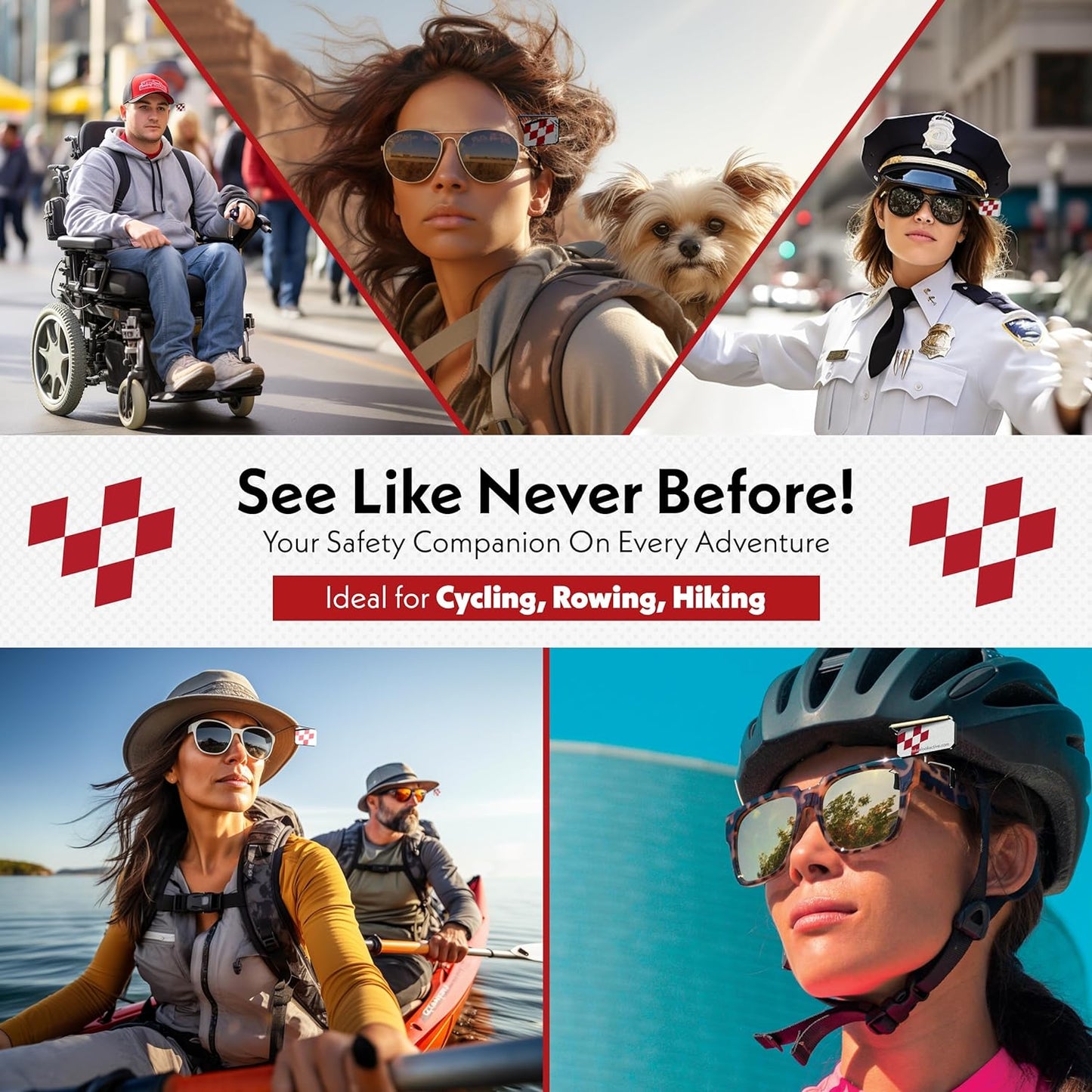 Take A Look Activity Mirror for Sunglasses or Bike Helmet Visors Rear View (Compact)