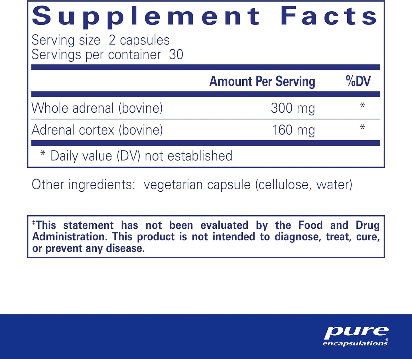 Pure Encapsulations Adrenal Gluten-free Non-GMO Hypoallergenic Dietary Supplement, 60 Capsules