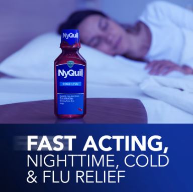 Vicks Nyquil Cold & Flu Nighttime Relief Liquid, Cherry Flavor 8 oz