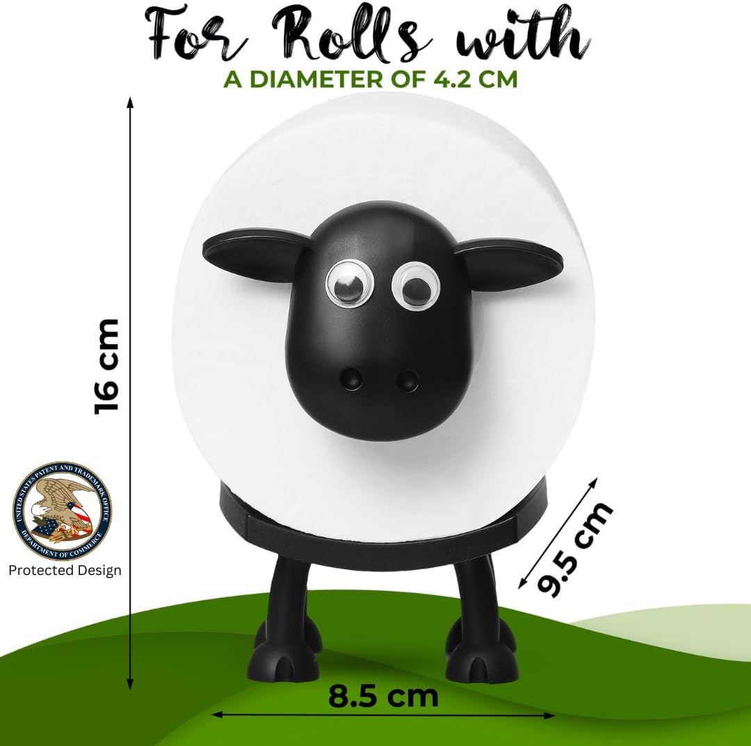 VELENTI Sheep Toilet Roll Holder 3D Printed Black Sheep Loo Roll Holder Cute Bathroom Decor