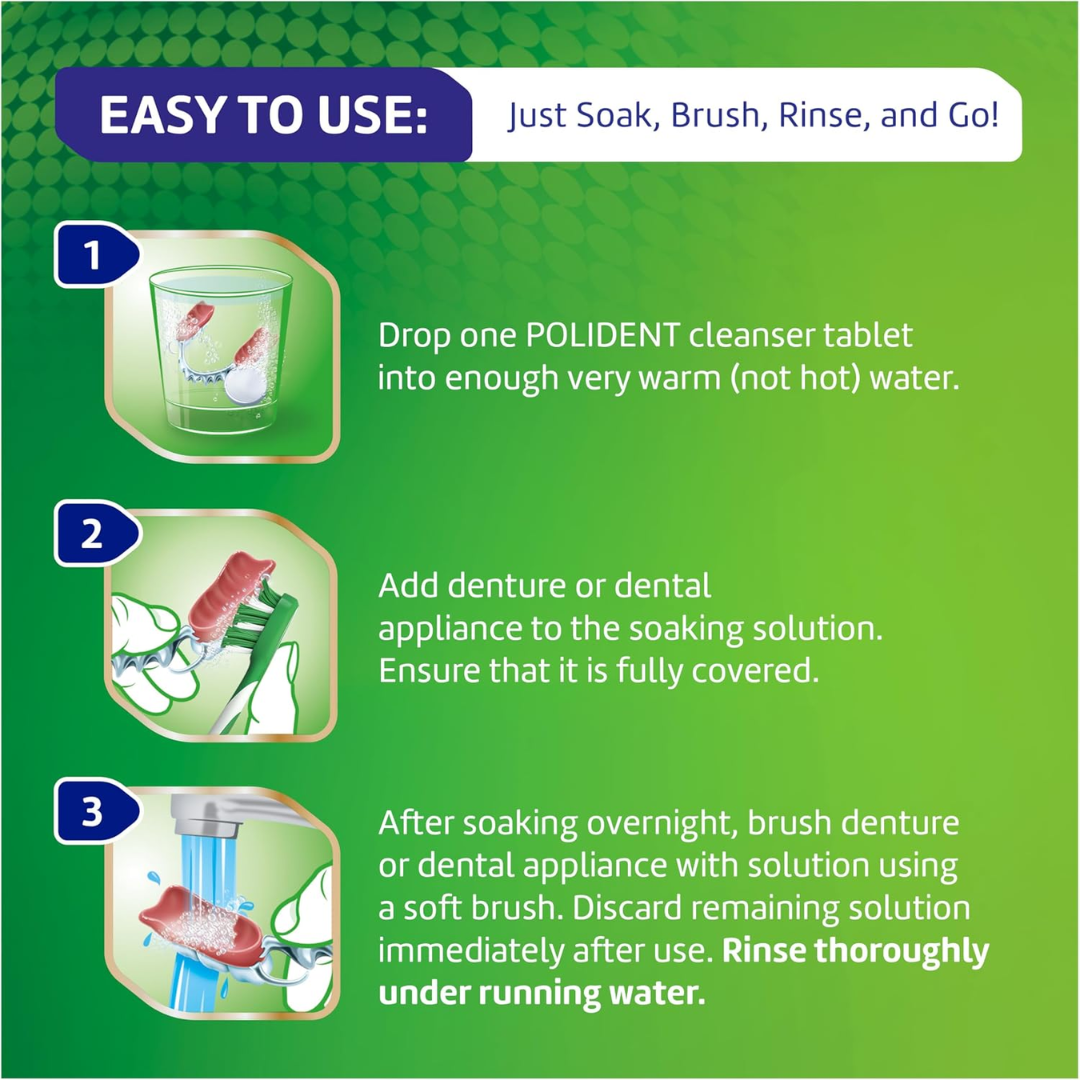 Polident Antibacterial Dental Appliance Cleanser Rapid Clean, 6 Tablets