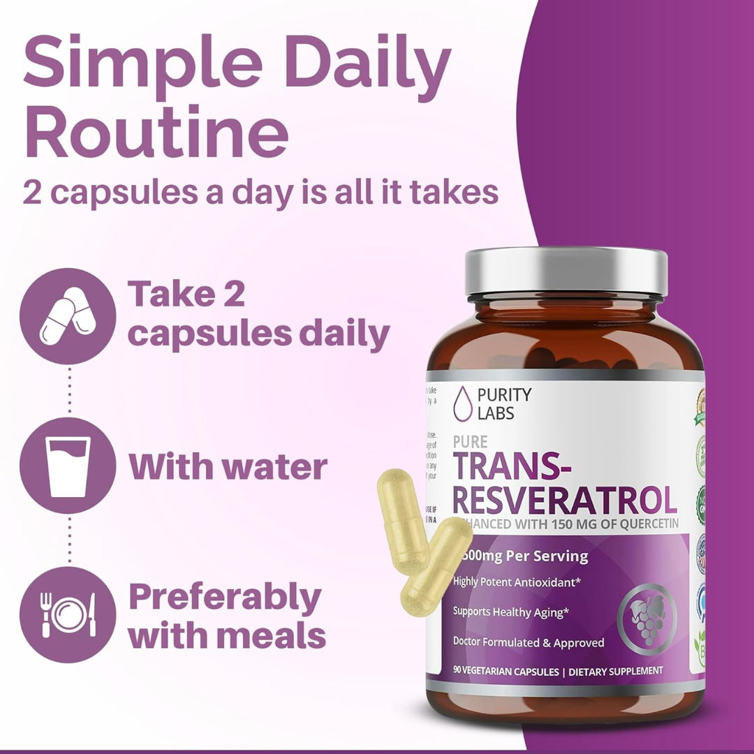 Purity Labs Trans-Resveratrol 1,500 mg, 90 Capsules