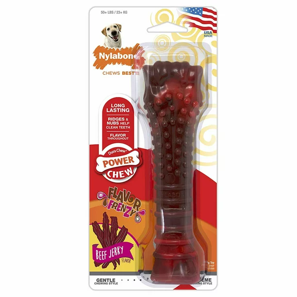 Nylabone of Beef Jerky Flavor Frenzy Power Chew Bones Souper for Dogs Over 50 Pounds (NBJ105P) 1 Count