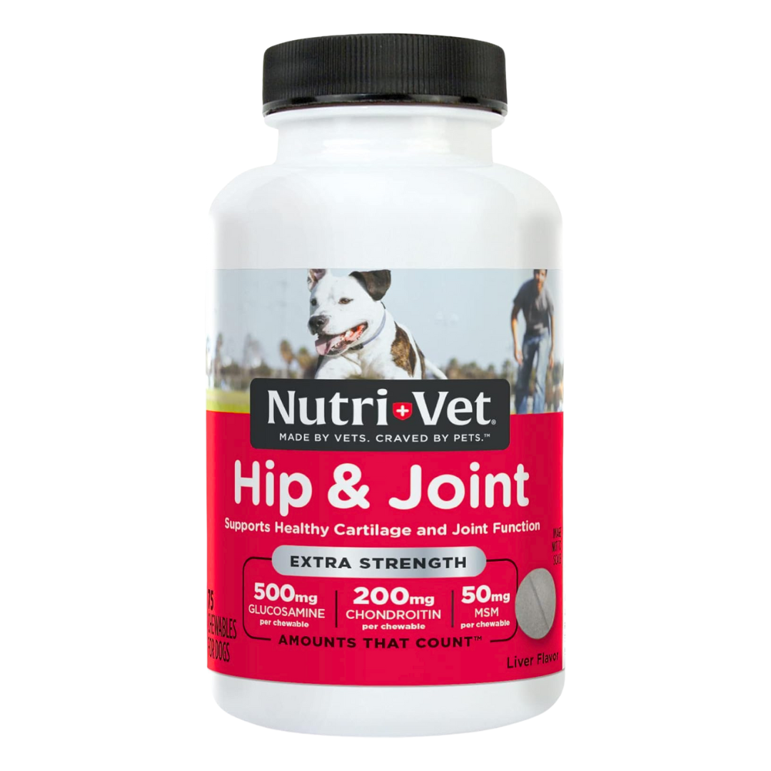 Nutri Vet Hip & Joint Extra Strength Liver Flavor 75 Chewables For Dogs