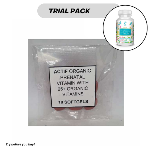 Trial Pack Actif Organic Prenatal Vitamin with 25+ Organic Vitamins, 10 Softgels