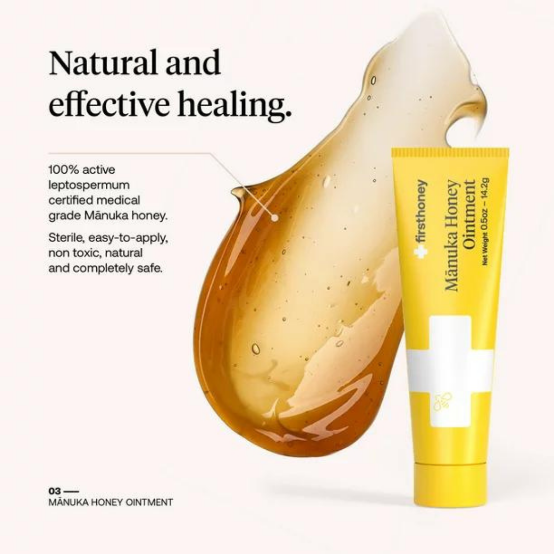 First Honey Manuka Ointment, Medical Grade Liquid Wound Antiseptic Dressing 0.5 Oz