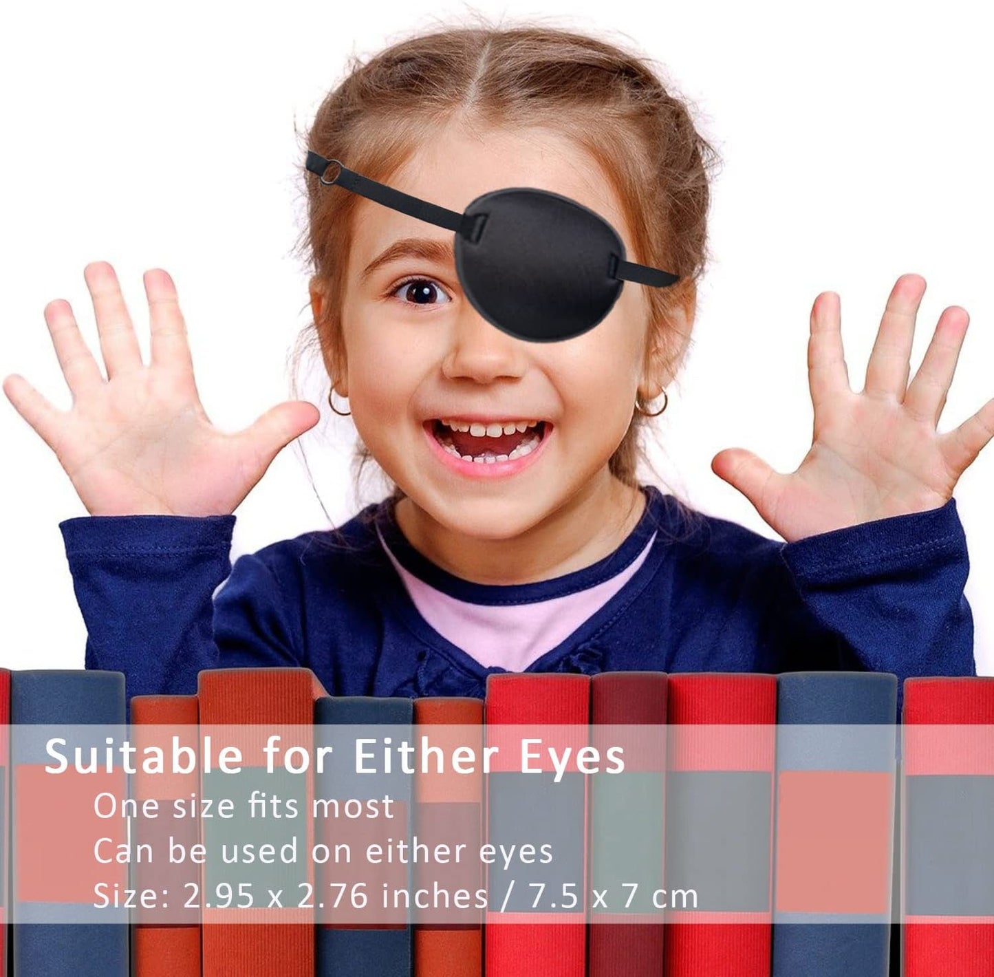 Thsiree Adjustable Medical Eye Patches for Left or Right Eyes Black  2 pieces