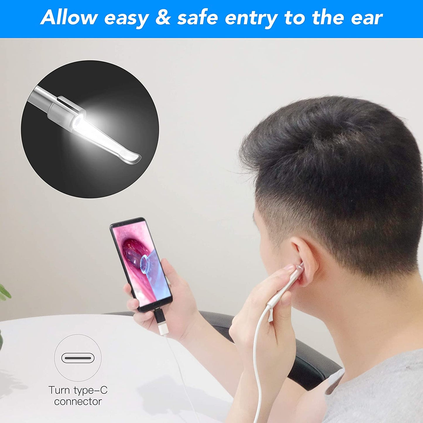Anykit Ear Wax Removal Tool Ear Camera with Wax Remover, Ear Endoscope with LED Lights, Ear Cleaning Camera with Ear Spoon