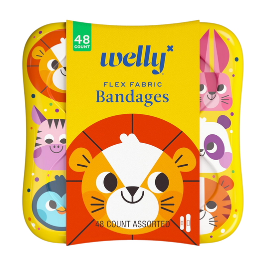 Welly Flex Fabric Bandages Assorted, 48 Count (WLY1124)