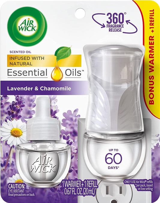 Air Wick Scented Oil Infused with Natural Essential Oils Lavender & Chamomile 1 Warmer + 1 Refill 20ml / 0.67 fl oz