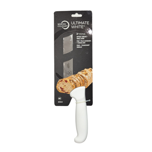 Mercer Culinary Ultimate White Offset Bread/Sandwich Wavy Edge Kitchen Knife, 1 Piece