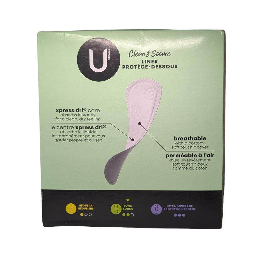U By Kotex Clean & Secure  Panty Liners, Light Absorbency Long Length, 126 Liner