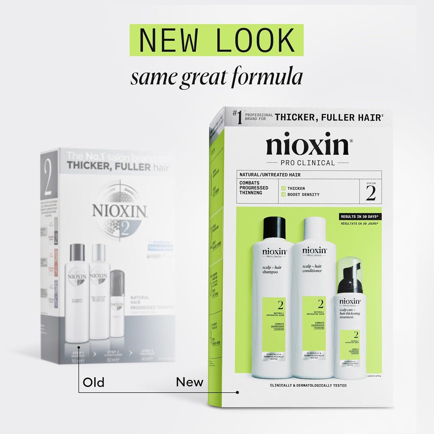 Nioxin System 2 Hair Care Kit for Natural Hair with Progressed Thinning 3 Steps (Packaging May Vary)