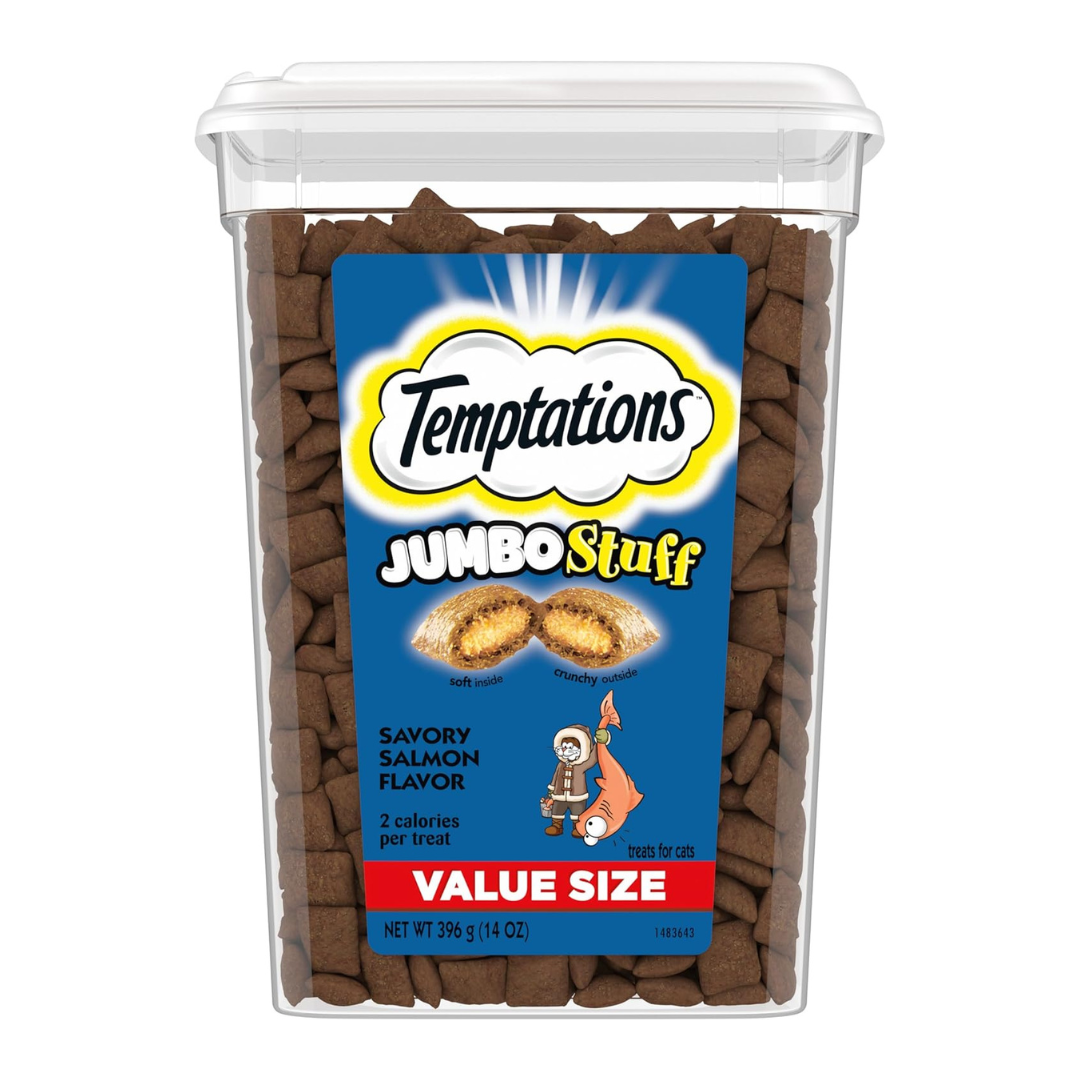 Temptations Jumbo Stuff Savory Salmon Flavor Cat Treat 14 Oz (396 g) PACKAGING MAY VARY