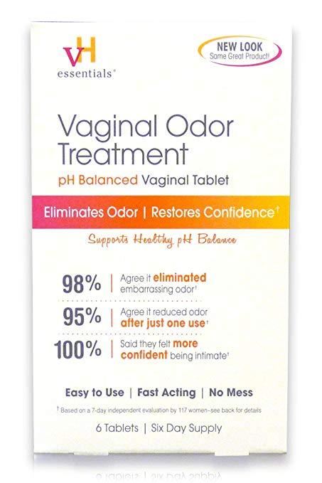 vH Essentials Feminine Odor Treatment pH Balanced Vaginal (6 Tablets) 6 Day Supply