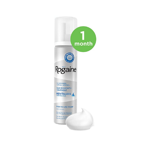 Mens ROGAINE 5% Minoxidil Topical Aerosol, Hair Regrowth Treatment (Unscented Foam) One Month Supply