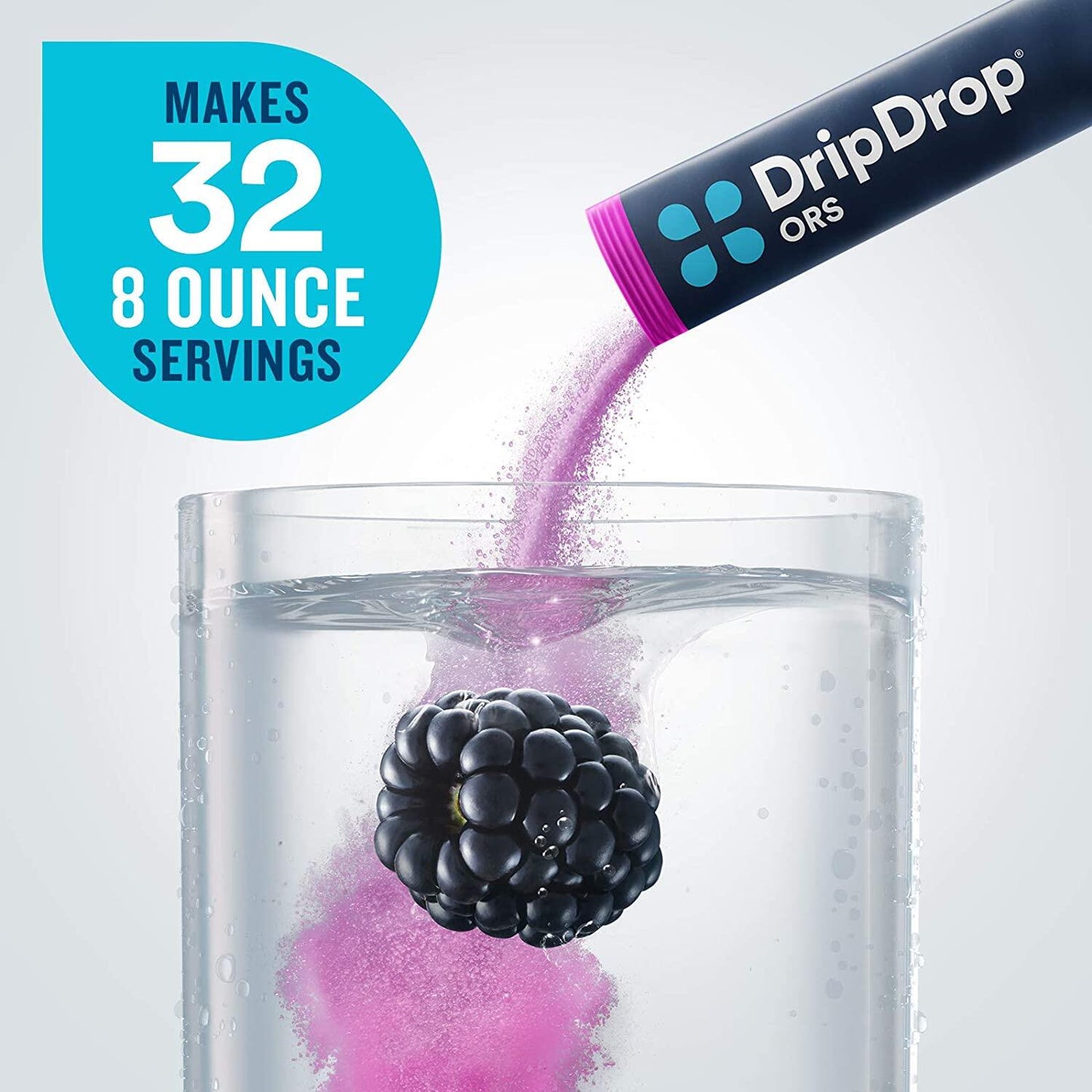 DripDrop ORS Dehydration Relief Fast Electrolyte Powder, Variety Pack (Watermelon, Orange, Berry, Lemon), 32 Sticks